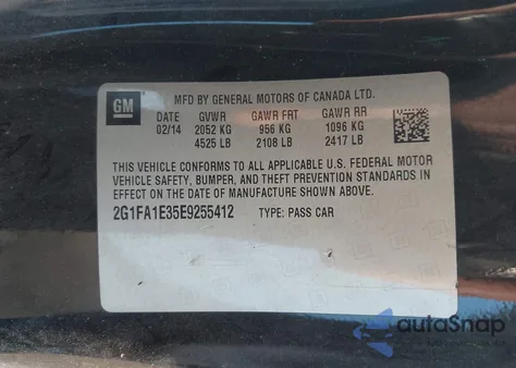 2014 Chevrolet Camaro 2Ls from USA, damaged, VIN 2G1FA1E35E9255412